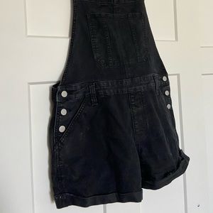 Black Jean Short Overalls